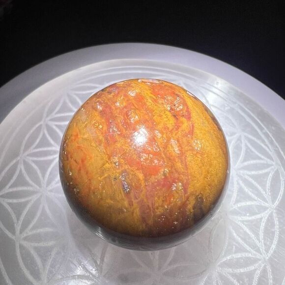 OC Jasper Red Yellow Quartz Crystal Sphere - Picture 8 of 12